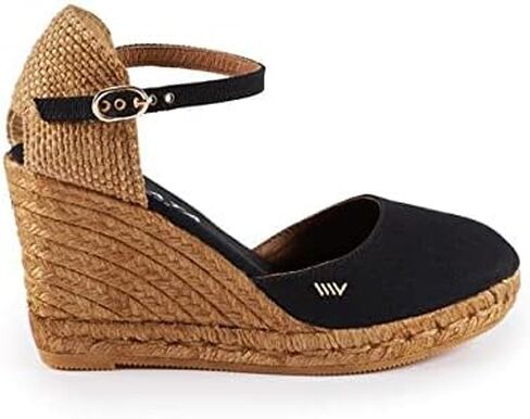 صنادل نسائية من Viscata Satuna Espadrille Canvas Wedges Spain مصنوعة يدويًا بكعب 3 ½ بوصة مع قماش من القطن العضوي المسامي ونعل أوسط من الجوت الطبيعي بنسبة 100% لجميع المناسبات: كاجوال، عمل، حفلة in Kuwait