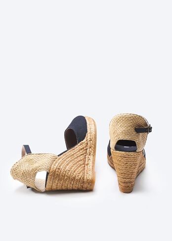صنادل نسائية من Viscata Satuna Espadrille Canvas Wedges Spain مصنوعة يدويًا بكعب 3 ½ بوصة مع قماش من القطن العضوي المسامي ونعل أوسط من الجوت الطبيعي بنسبة 100% لجميع المناسبات: كاجوال، عمل، حفلة in Kuwait