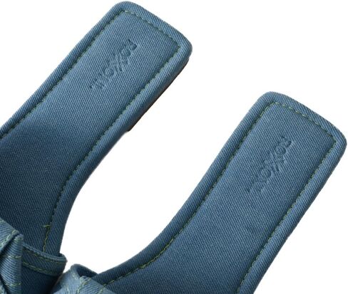 Roxoni Women's Fashion Casual Daily Wear Slide Shoes, Open Toe Slip On Slide Sandals, Denim Flat Slides in Kuwait