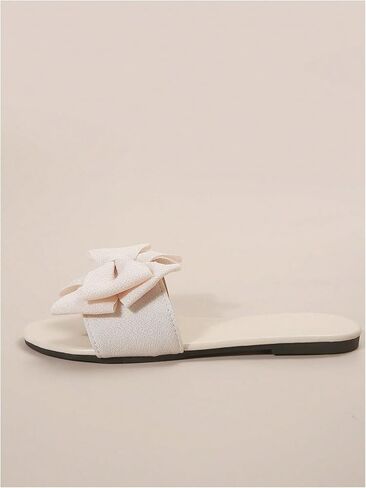 Verdusa Women's Bow Knot Slide Sandals Round Open Toe Flat Sandals Summer Slides Solid Flats in Saudi Arabia