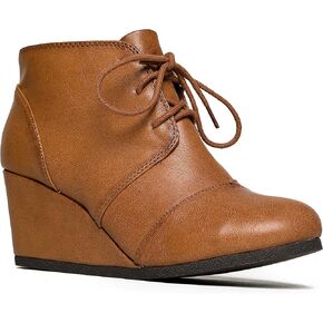 J. Adams Women's Roxy Wedge Ankle Boots, Casual Lace Up Low Heel Closed Toe Booties for Fall and Winter