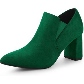Perphy Pointy Toe Slip on Chunky Heels Chelsea Ankle Booties for Women