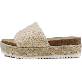 Soda PROCESS - Womens Open Toe Platform Wedge Heel Raffia Espadrille Flat Sandals