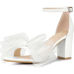 Perphy Bow Tie Ankle Strap Chunky High Heels Sandals for Women