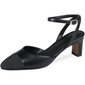 Women's Closed Toe Ankle Strap Chunky Heels