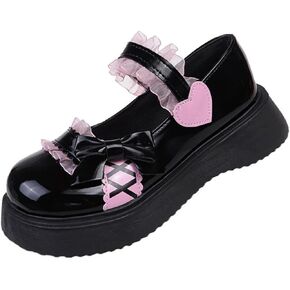 Duberess Women's Gothic Mary Janes Ankle Strap Chunky Heel Uniform Dress Pumps Lolita Shoes