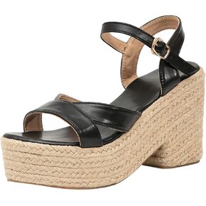 Getmorebeauty صنادل نسائية بكعب عريض سميكة القاع نسج الصنادل الكعب المفتوح تو الصيف الصنادل أحذية فستان الزفاف in Kuwait