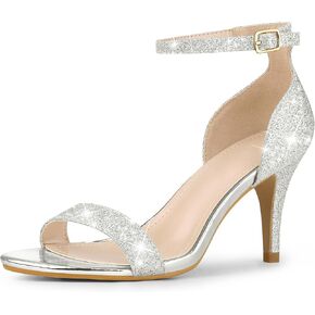 Perphy Glitter Ankle Strap Stiletto Heeled Sandals for Women