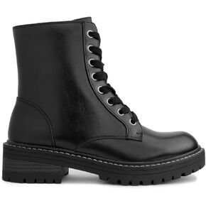 Sugar Womens Kaedy Faux Leather Combat & Lace-up Boots Black 7 Medium (B,M)