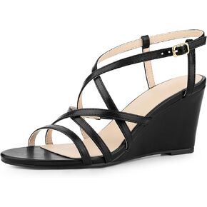 Perphy Open Toe Low Wedges Strappy Ankle Strap Wedge Sandals for Women