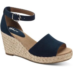 Style & Co. Womens Seleeney Faux Suede Wedge Sandals Navy 8.5 Medium (B,M)