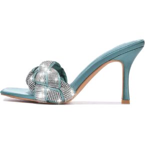 Cape Robbin Rewind Sexy Woven High Heels for Women, Square Open Toe Shoes Heels