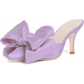 iadore Women's High Heel Sandals, 3'' Satin Closed Pointed Toe Oversized Bow Slip-on Stiletto Slippers Party Prom Casual Dress Mules in Saudi Arabia