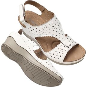 TEMOFON Wedges for Women Platform Sandals: Ankle Strap Open Toe Wedge Heel Boho Casual Summer Comfortable Sandals Walking Shoes White 6