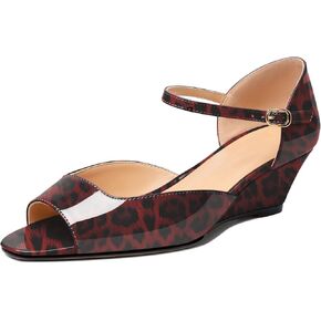 Zamikoo Women's Low Heel Wedges Pumps Shoes Open Toe Mary Jane Ankle Strap Wedge Sandals 2 Inch for Dress Office Event Wedding Dressy