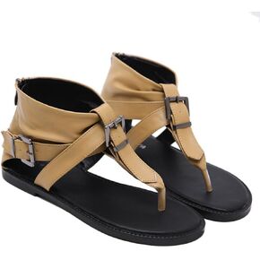 Women'S High Top Clip Toe Back zipper Roman Flat Sandals Adjustable Buckle Strap Round Open Toe Fashion Bohemian Gladiator Beach Ankle Booties For Outdoor Work Walking
