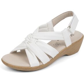 VJH confort Women’s Wedge Sandals, Comfortable Platform Cushioned Insole Strappy Round Toe Casual Wedge Sandals