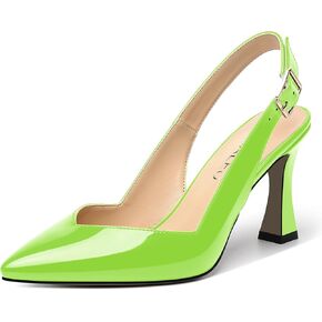 Womens Bridal Ankle Strap Pointed Toe Patent Buckle Fashion Spool High Heel Pumps Shoes 3.3 Inch