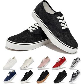Women's Canvas Shoes Low Top Fashion Classic Slip on Canvas Sneakers Lace-up Walking Shoes Tennis Shoes