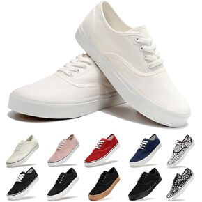 Women's Canvas Shoes Low Top Fashion Classic Slip on Canvas Sneakers Lace-up Walking Shoes Tennis Shoes
