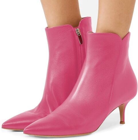 YDN Women Dressy Kitten Low Heel Ankle Boots Pointed Toe Booties Shoes with Zips Size 4-15 US in Kuwait