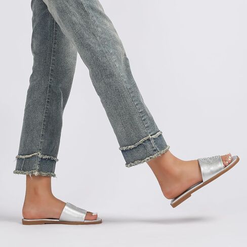 Womens Dressy Flat Sandals Memory Foam Comfy Cute Leather Slide for Summer in Saudi Arabia