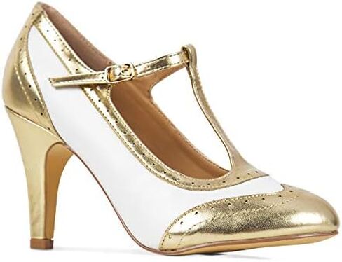 J. Adams Tango Heels for Women - T-Strap Round Toe Retro Oxford Pumps in Saudi Arabia