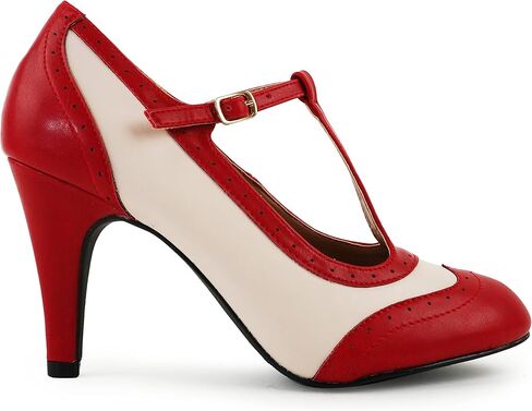 J. Adams Tango Heels for Women - T-Strap Round Toe Retro Oxford Pumps in Saudi Arabia