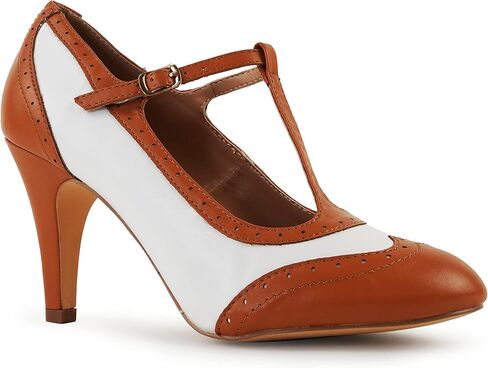 J. Adams Tango Heels for Women - T-Strap Round Toe Retro Oxford Pumps in Saudi Arabia