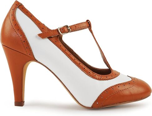 J. Adams Tango Heels for Women - T-Strap Round Toe Retro Oxford Pumps in Saudi Arabia