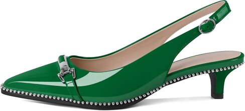 حذاء SAMMITOP Slingback بكعب قطط بمقدمة مدببة وحزام بإبزيم فضي مطرز وكعب منخفض سهل الارتداء مناسب لحفلات المواعدة والعمل 1.6 بوصة in Saudi Arabia