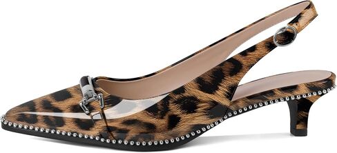 حذاء SAMMITOP Slingback بكعب قطط بمقدمة مدببة وحزام بإبزيم فضي مطرز وكعب منخفض سهل الارتداء مناسب لحفلات المواعدة والعمل 1.6 بوصة in Saudi Arabia