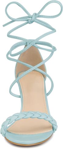 Allegra K Women's Woven Braided Heel Lace Up Clear Block Heel Sandals in Saudi Arabia
