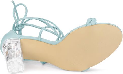 Allegra K Women's Woven Braided Heel Lace Up Clear Block Heel Sandals in Saudi Arabia
