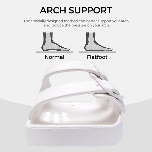 Slides for Women and Men Recovery Sandals with Arch Support Unisex Double Buckle Adjustable Cloud Slippers (White, Women 8/Men 6) in Saudi Arabia