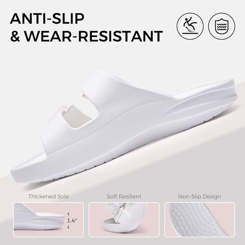 Slides for Women and Men Recovery Sandals with Arch Support Unisex Double Buckle Adjustable Cloud Slippers (White, Women 8/Men 6) in Saudi Arabia