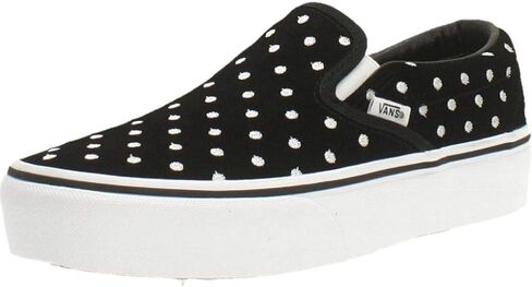Vans Classic Slip-On Platform (Suede Polka Dot) Black/True White in Saudi Arabia
