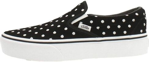 Vans Classic Slip-On Platform (Suede Polka Dot) Black/True White in Saudi Arabia