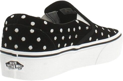 Vans Classic Slip-On Platform (Suede Polka Dot) Black/True White in Saudi Arabia