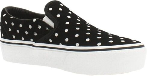 Vans Classic Slip-On Platform (Suede Polka Dot) Black/True White in Saudi Arabia