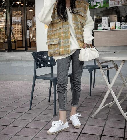 U-lite Women's Canvas White Shoes Platform Espadrille Classic Fashion Comfort Casual Lace Up Low Cut Sneakers in Saudi Arabia