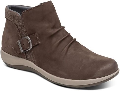 حذاء طويل للكاحل من الجلد للنساء من Aetrex - حذاء طويل قابل للتعديل مع سحابات جانبية وإبزيم - حذاء مريح لدعم قوس القدم قصير كاجوال in Kuwait