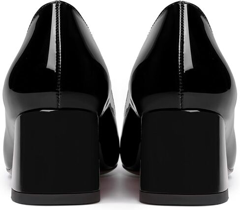 Womens Patent Business Round Toe Slip On Formal Stylish Chunky Low Heel Pumps Shoes 2 Inch in Saudi Arabia