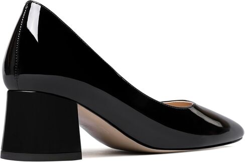 Womens Patent Business Round Toe Slip On Formal Stylish Chunky Low Heel Pumps Shoes 2 Inch in Saudi Arabia
