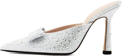 SO SIMPOK إمرأة حجر الراين مضخات أحذية القوس بريق خنجر عالية الكعب الانزلاق على البغال سباركلي مساء أحذية الزفاف الحفلات in Kuwait