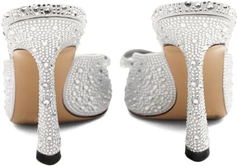 SO SIMPOK إمرأة حجر الراين مضخات أحذية القوس بريق خنجر عالية الكعب الانزلاق على البغال سباركلي مساء أحذية الزفاف الحفلات in Kuwait