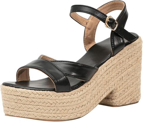 Getmorebeauty صنادل نسائية بكعب عريض سميكة القاع نسج الصنادل الكعب المفتوح تو الصيف الصنادل أحذية فستان الزفاف in Kuwait