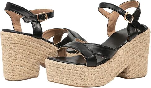 Getmorebeauty صنادل نسائية بكعب عريض سميكة القاع نسج الصنادل الكعب المفتوح تو الصيف الصنادل أحذية فستان الزفاف in Kuwait