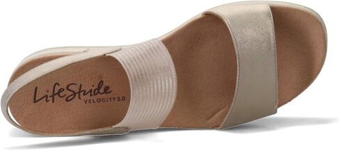 LifeStride Womens Zing Ankle Strap Flatform Sandals Gold 9.5 Wide (C,D,W) in Saudi Arabia