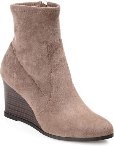 Journee Collection Womens Hepburn Tru Comfort Foam Inside Zip Wedge Booties in Saudi Arabia